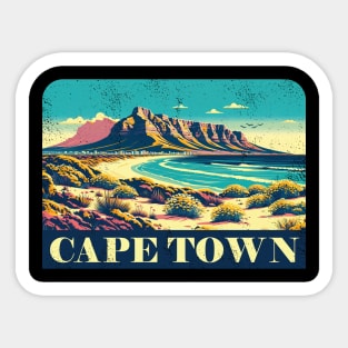 Vintage Cape Town Travel Poster Sticker | Howzit South Africa | Explore Table Mountain Sticker